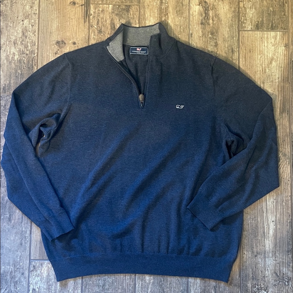 Vineyard Vines Men's Dark Blue Zip-Up Sweater